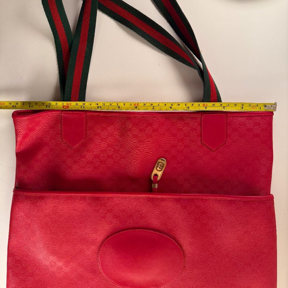 Vintage Cherry Red Gucci Tote Bag "Gucci Signature Guccisima"  80's - Picture 4 of 9